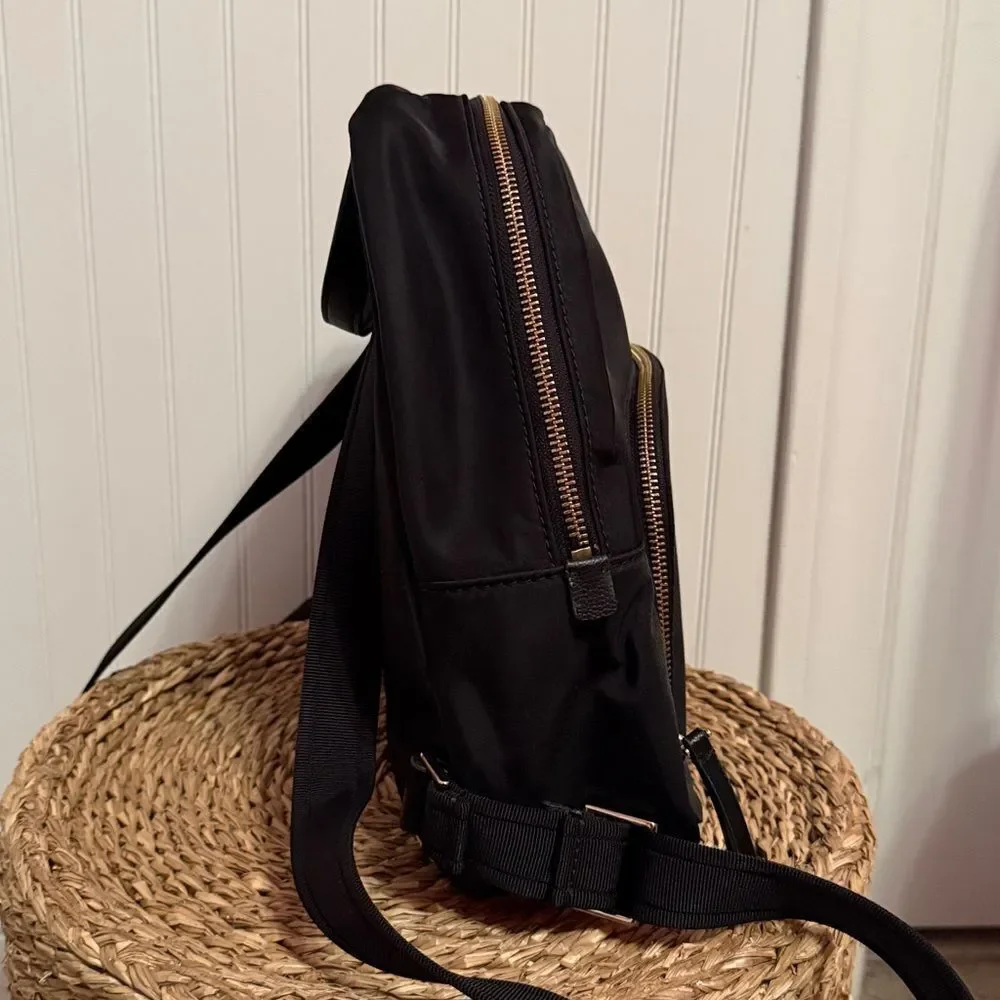 Kate Spade Black Dawn Backpack Nylon Zip Closure Front Pocket Waterbottle Slip